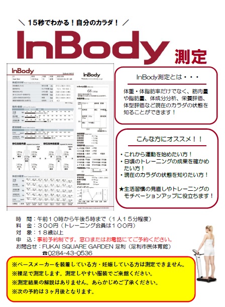 【市民体育館】InBody測定の画像
